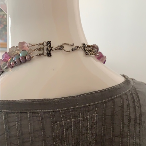 Druzy Quartz, FW Pearl & Fluorite Necklace 925 SS - Picture 5 of 5